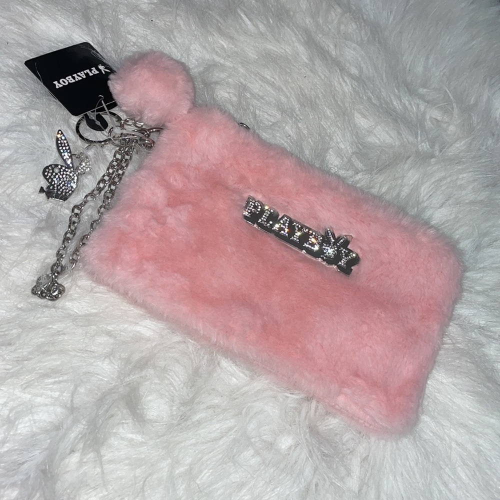 Playboy Pink Fur Rhinestone Wristlet NEW 🐰💕